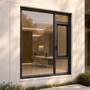 Soundproof Double Glazed Aluminum Alloy Sliding Window Slim Black Frame